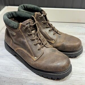 Skechers Men's Brown Leather Ankle Hiking Boots Size 12 Lace Up Style 7122 VTG